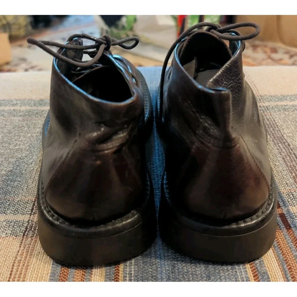 Mens TAXTO Leather Ankle Boots Square Toe Dark Brown Italian Italy Size 8 Bootie